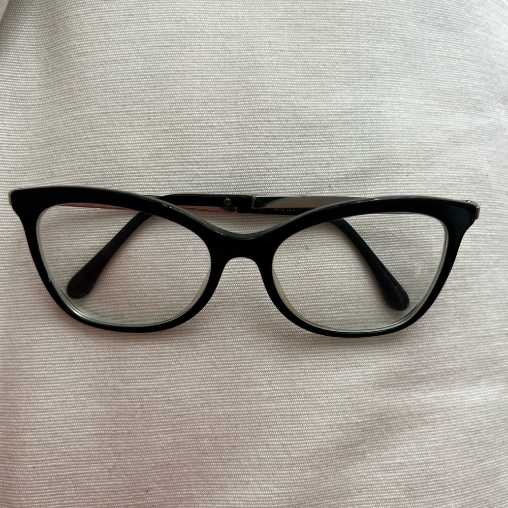 CHANEL Black/Silver Rectangular Glasses Frame